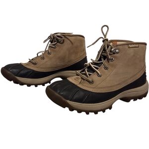 Timberland Canard Duck Leather‎ Rain Winter Boots Short Low Womens 8 Lace Up Tan